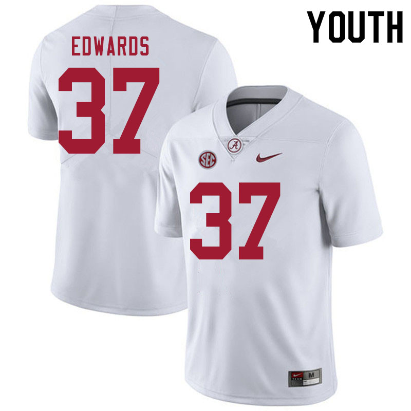 Alabama Crimson Tide Youth Jalen Edwards #37 White NCAA Nike Authentic Stitched 2020 College Football Jersey UK16Y01FD